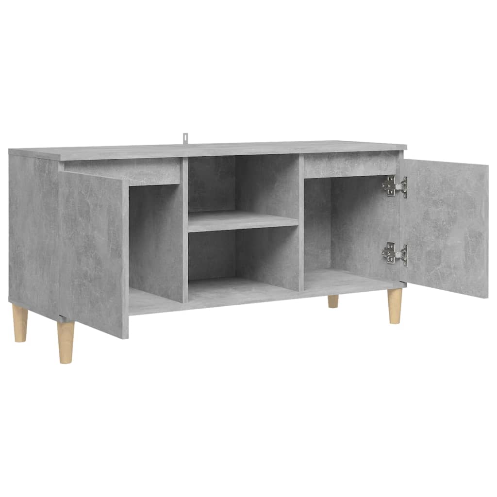 Mobile TV con Gambe in Legno Grigio Cemento 103,5x30x50 cm - homemem39