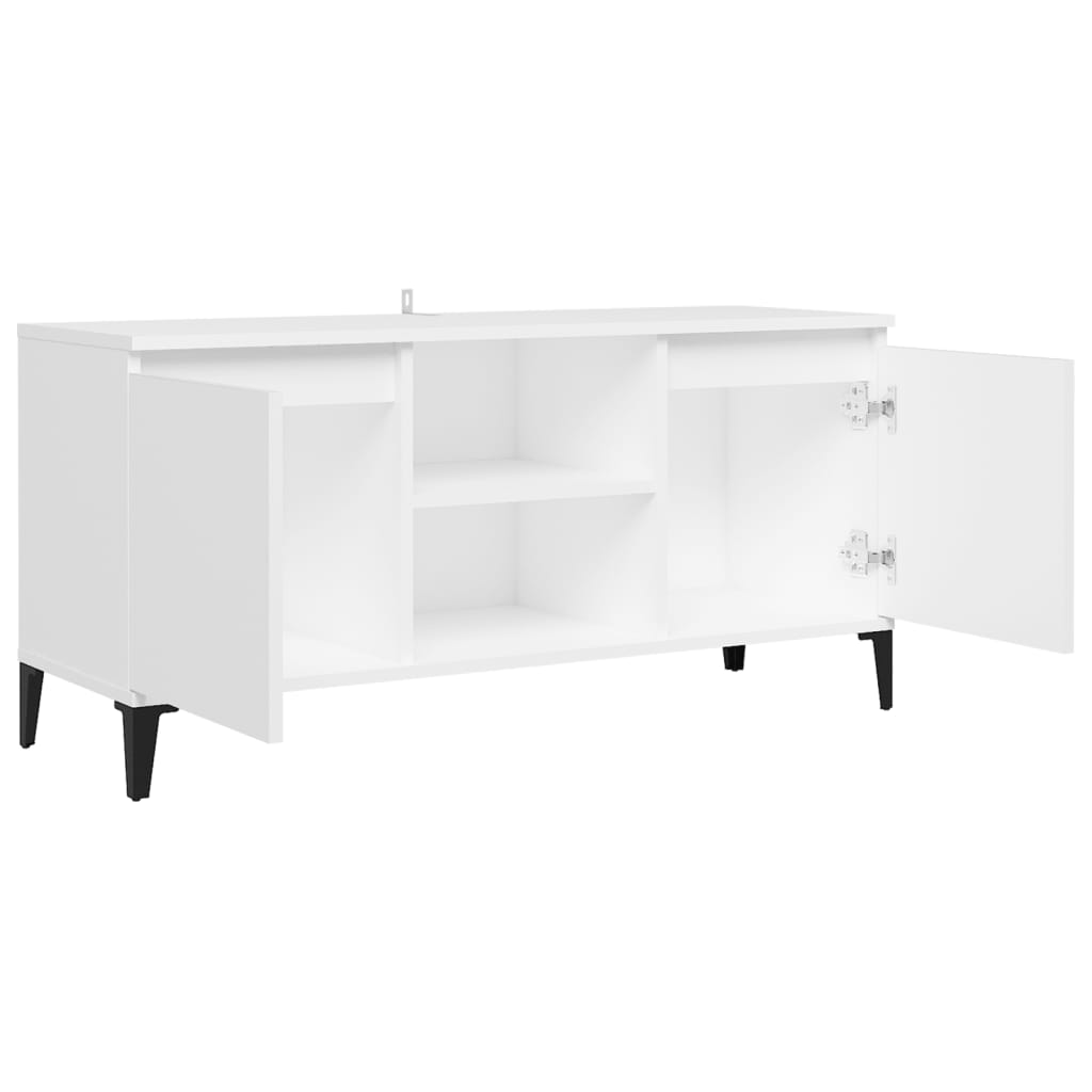 Mobile TV con Gambe in Metallo Bianco 103,5x30x50 cm - homemem39