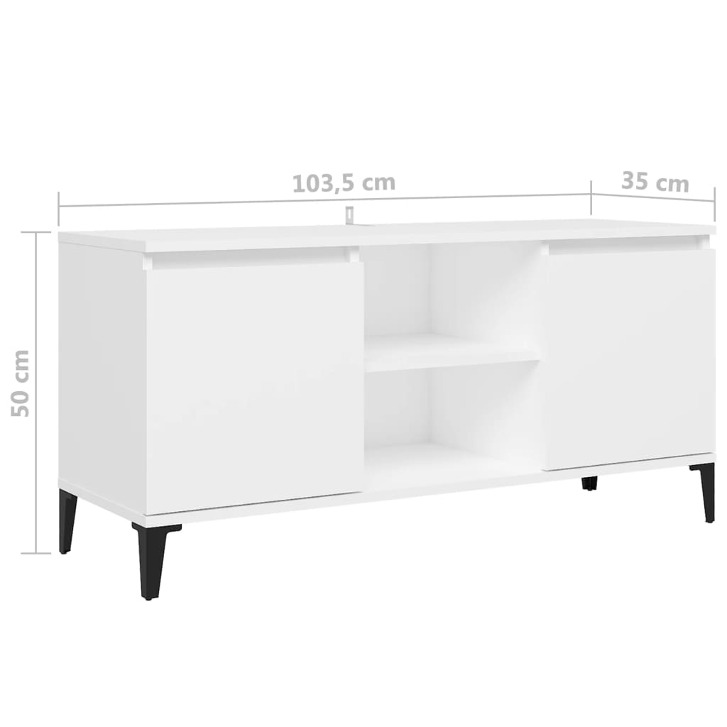 Mobile TV con Gambe in Metallo Bianco 103,5x30x50 cm - homemem39