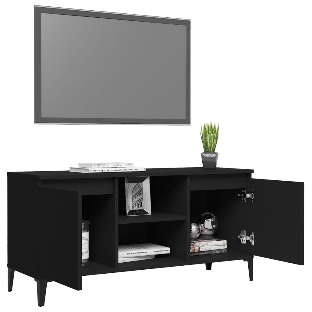 Mobile TV con Gambe in Metallo Nero 103,5x30x50 cm - homemem39