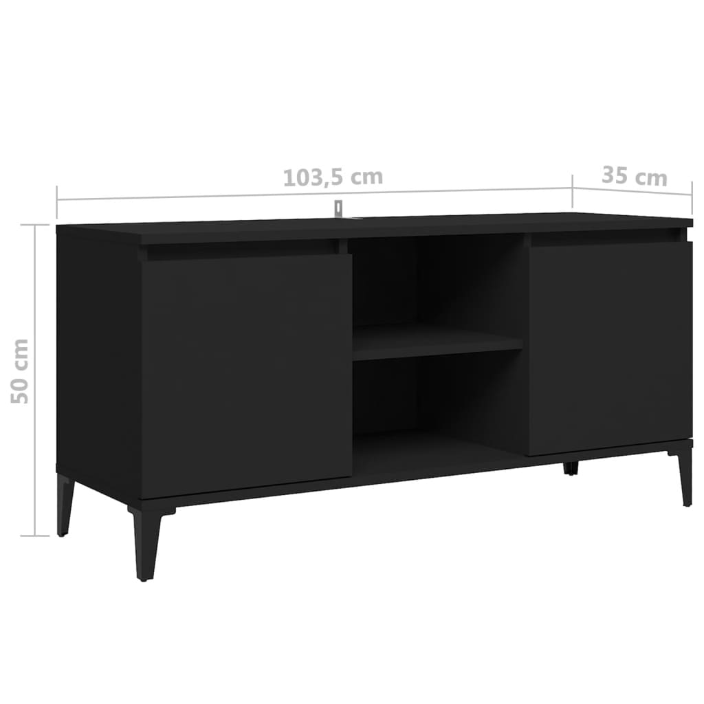 Mobile TV con Gambe in Metallo Nero 103,5x30x50 cm - homemem39