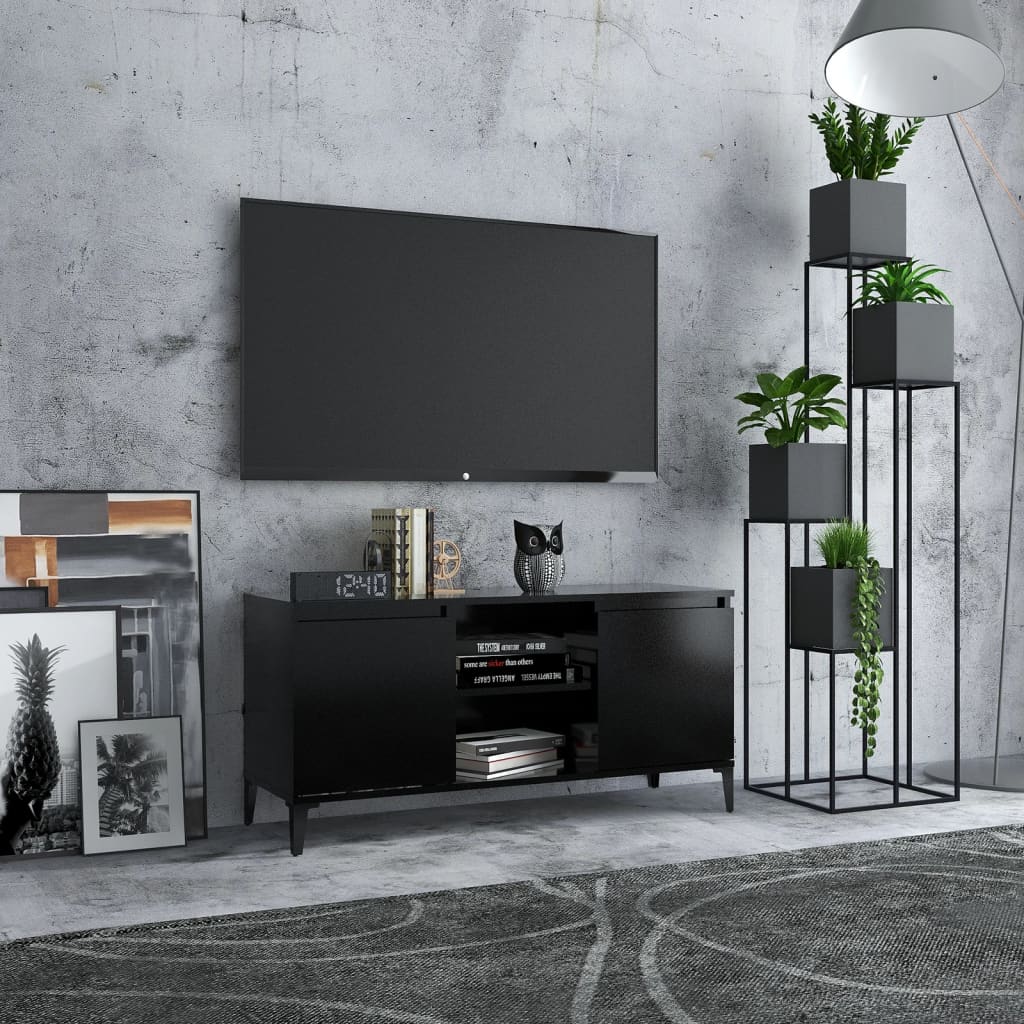 Mobile TV con Gambe in Metallo Nero 103,5x30x50 cm - homemem39