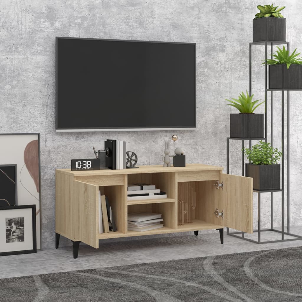 Mobile TV con Gambe in Metallo Rovere Sonoma 103,5x35x50 cm - homemem39