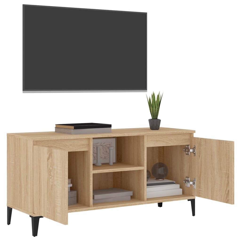 Mobile TV con Gambe in Metallo Rovere Sonoma 103,5x35x50 cm - homemem39