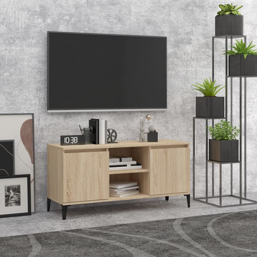 Mobile TV con Gambe in Metallo Rovere Sonoma 103,5x35x50 cm - homemem39