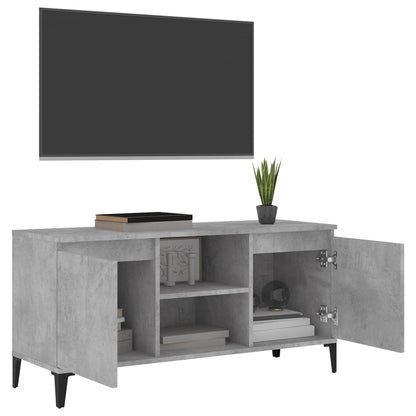 Mobile TV con Gambe in Metallo Grigio Cemento 103,5x35x50 cm - homemem39