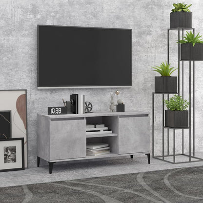 Mobile TV con Gambe in Metallo Grigio Cemento 103,5x35x50 cm - homemem39