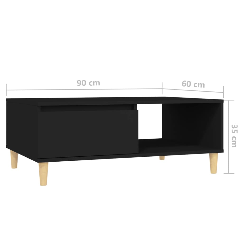 Tavolino da Salotto Nero 90x60x35 cm in Truciolato - homemem39