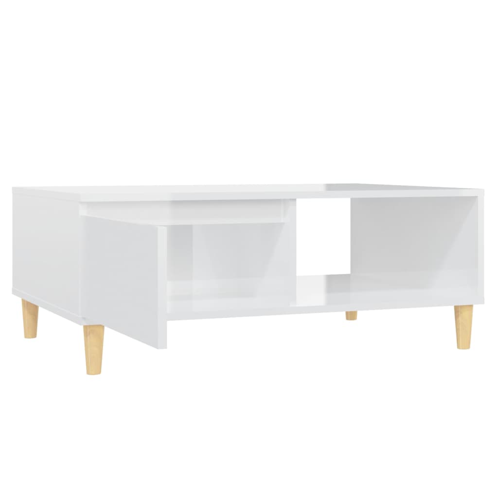 Tavolino da Salotto Bianco Lucido 90x60x35 cm in Truciolato - homemem39