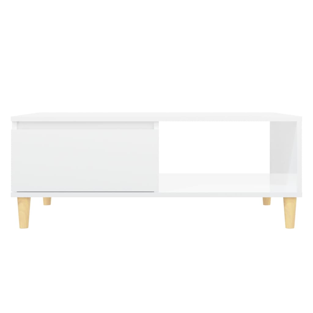 Tavolino da Salotto Bianco Lucido 90x60x35 cm in Truciolato - homemem39