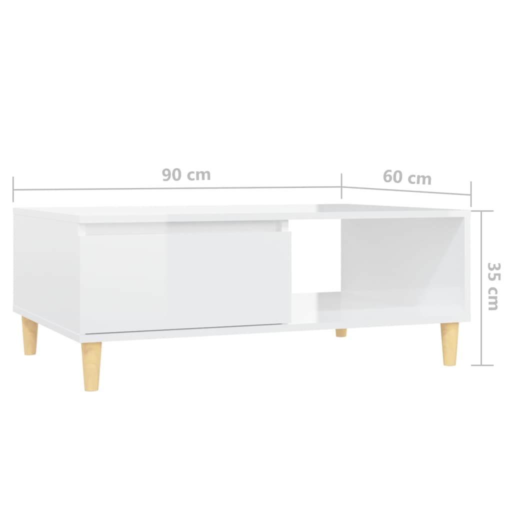 Tavolino da Salotto Bianco Lucido 90x60x35 cm in Truciolato - homemem39
