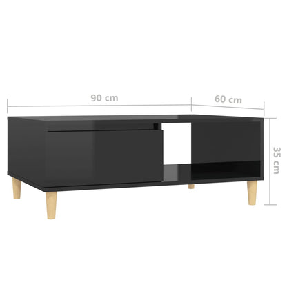 Tavolino da Salotto Nero Lucido 90x60x35 cm in Truciolato - homemem39