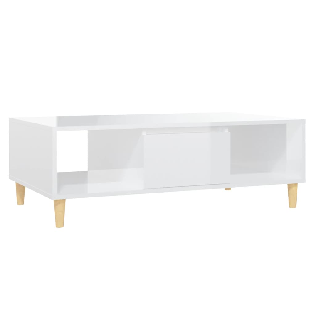 Tavolino da Salotto Bianco Lucido 103,5x60x35 cm in Truciolato - homemem39