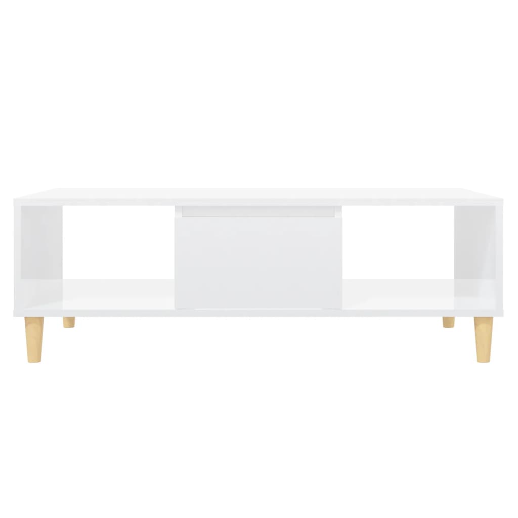 Tavolino da Salotto Bianco Lucido 103,5x60x35 cm in Truciolato - homemem39