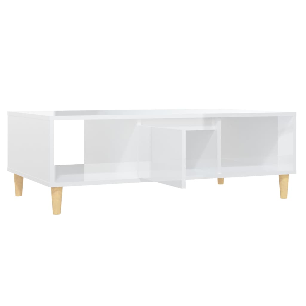 Tavolino da Salotto Bianco Lucido 103,5x60x35 cm in Truciolato - homemem39