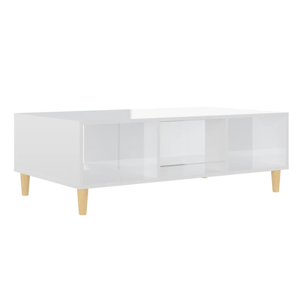 Tavolino da Salotto Bianco Lucido 103,5x60x35 cm in Truciolato - homemem39