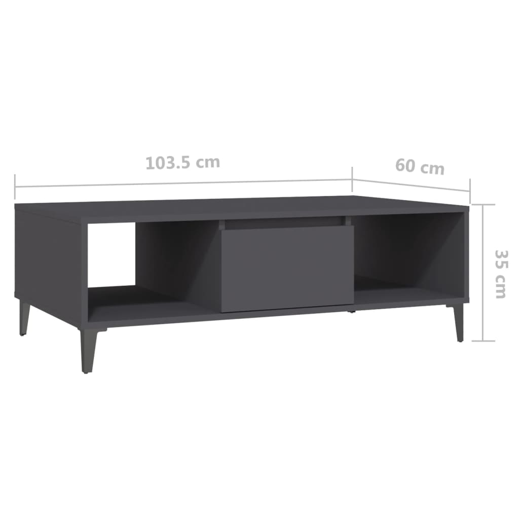 Tavolino da Salotto Grigio 103,5x60x35 cm in Truciolato - homemem39