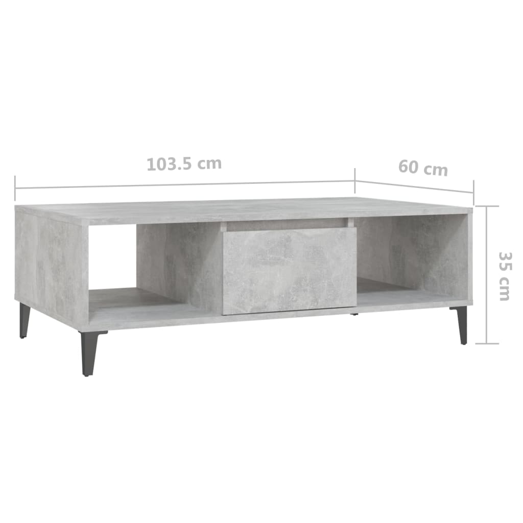 Tavolino da Salotto Grigio Cemento 103,5x60x35 cm in Truciolato - homemem39