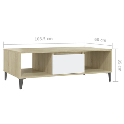 Tavolino Salotto Bianco Rovere Sonoma 103,5x60x35cm Truciolato - homemem39