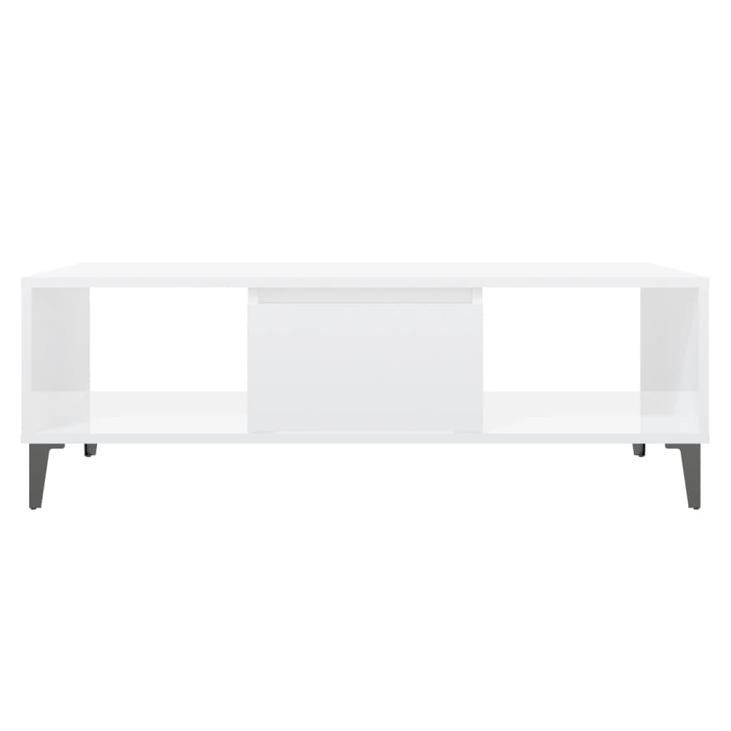 Tavolino da Salotto Bianco Lucido 103,5x60x35 cm in Truciolato - homemem39