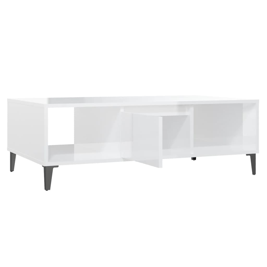 Tavolino da Salotto Bianco Lucido 103,5x60x35 cm in Truciolato - homemem39