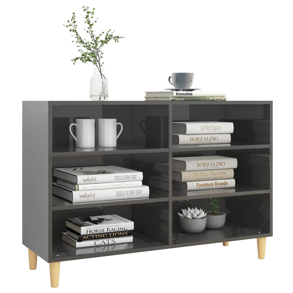 Credenza Grigio Lucido 103,5x35x70 cm in Truciolato - homemem39