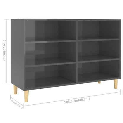 Credenza Grigio Lucido 103,5x35x70 cm in Truciolato - homemem39