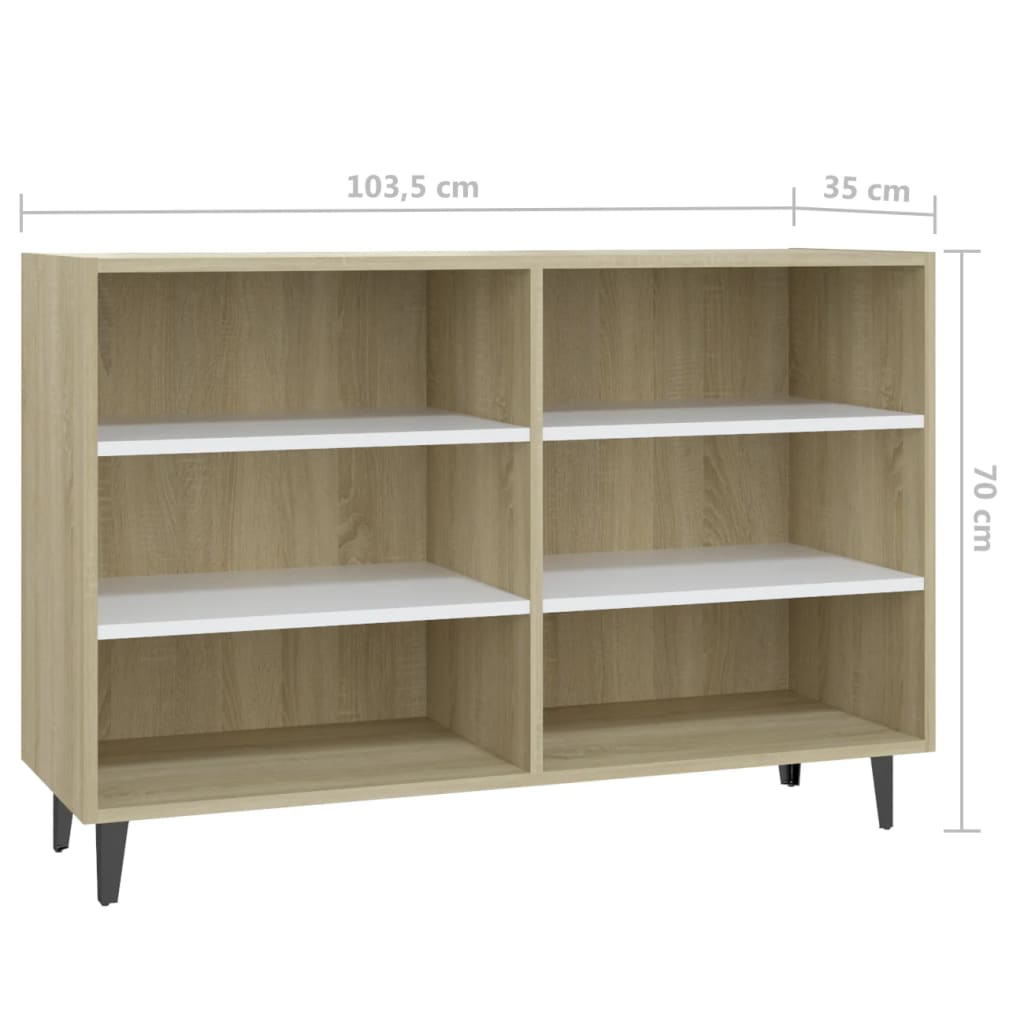 Credenza Bianca e Rovere Sonoma 103,5x35x70 cm in Truciolato - homemem39