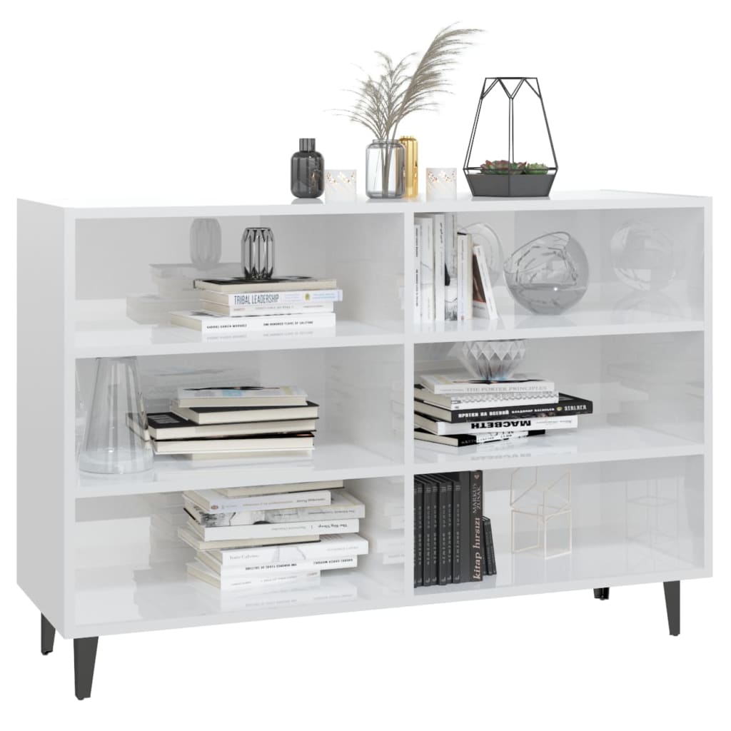 Credenza Bianco Lucido 103,5x35x70 cm in Truciolato - homemem39