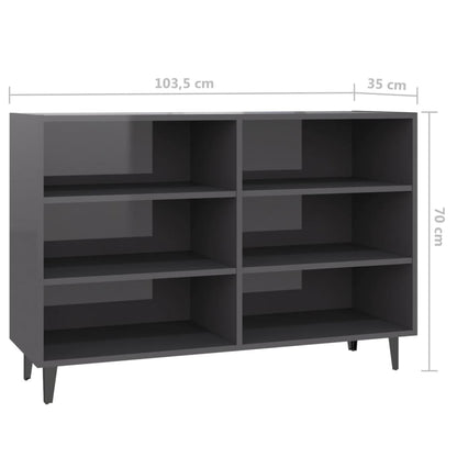 Credenza Grigio Lucido 103,5x35x70 cm in Truciolato - homemem39