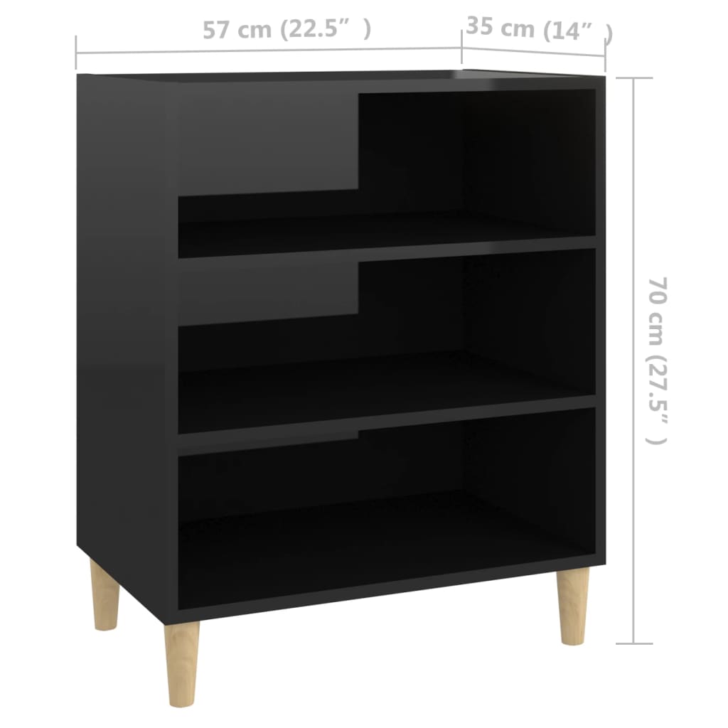 Credenza Nero Lucido 57x35x70 cm in Truciolato - homemem39