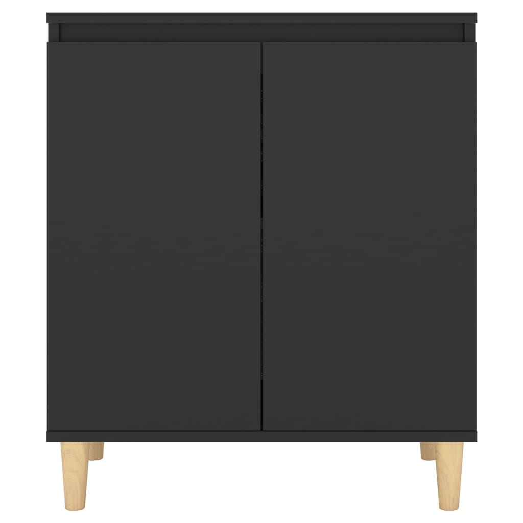 Credenza con Gambe in Legno Massello Nera 60x35x70cm Truciolato - homemem39