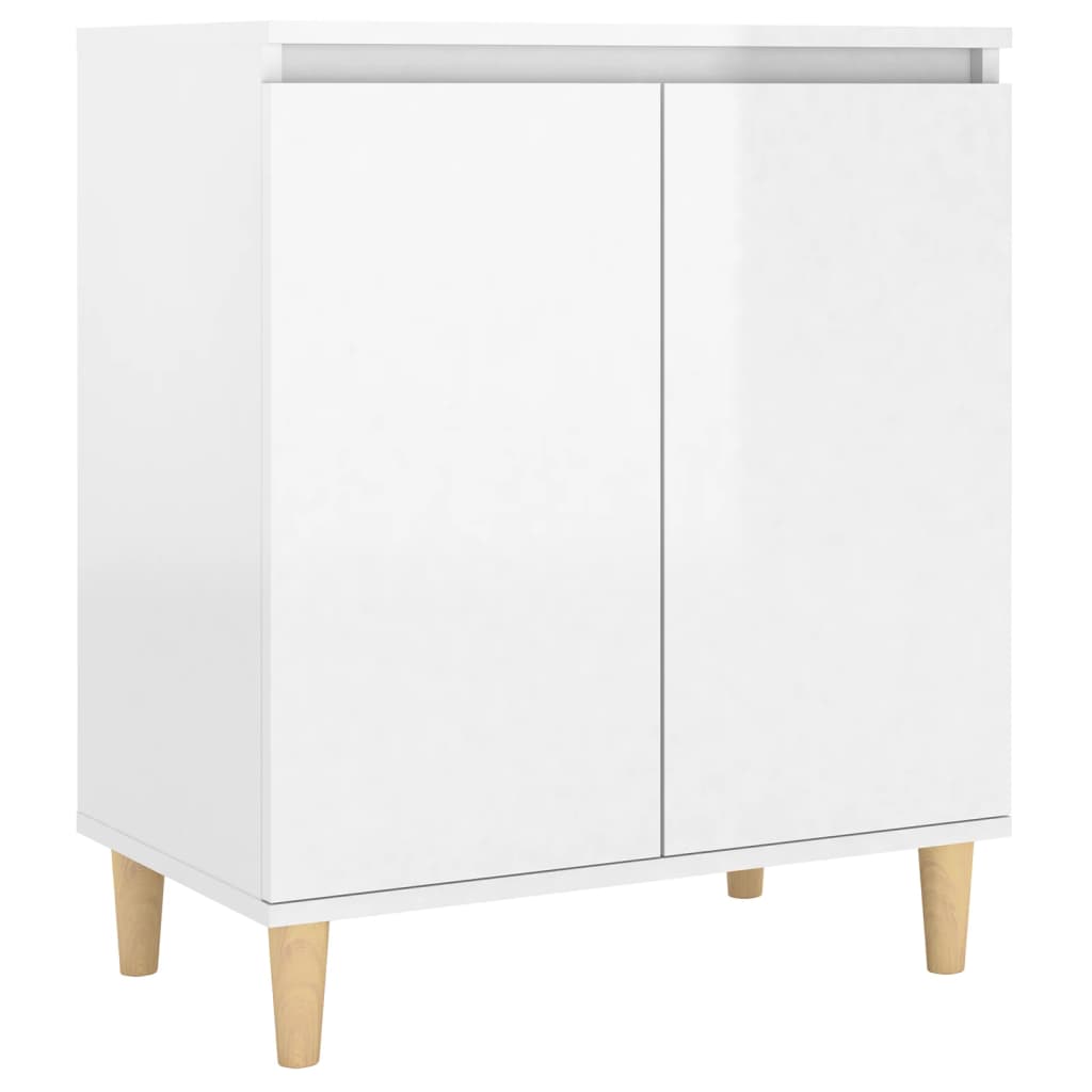 Credenza Gambe Massello Bianco Lucido 60x35x70cm Multistrato - homemem39