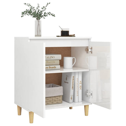 Credenza Gambe Massello Bianco Lucido 60x35x70cm Multistrato - homemem39