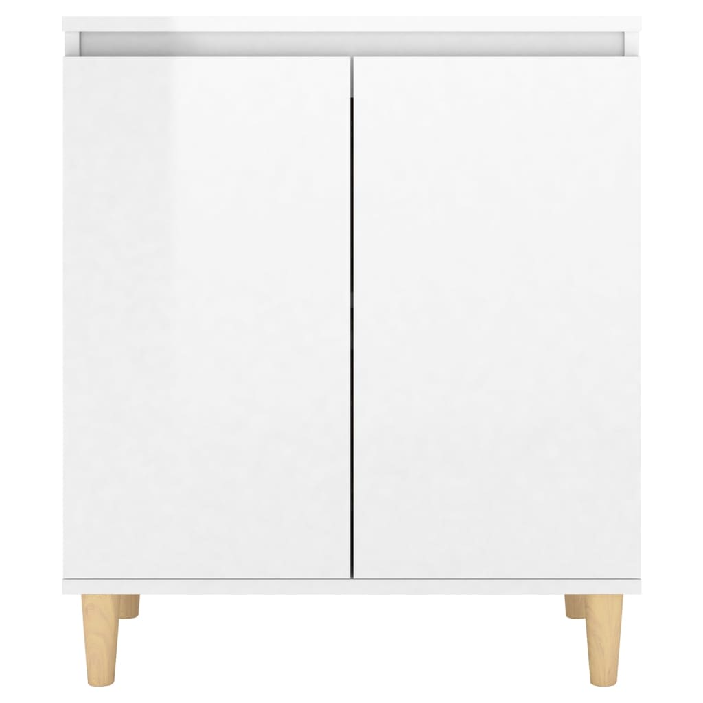 Credenza Gambe Massello Bianco Lucido 60x35x70cm Multistrato - homemem39