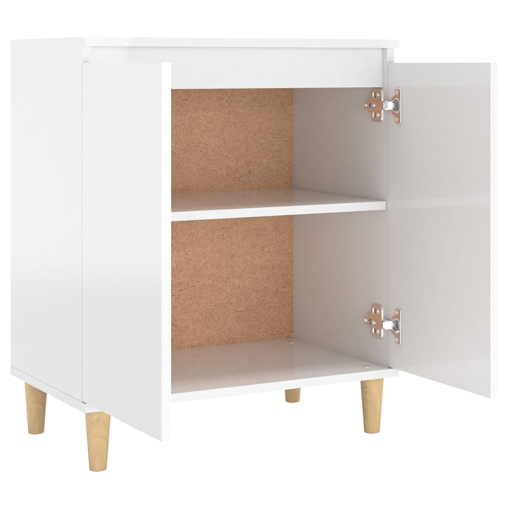 Credenza Gambe Massello Bianco Lucido 60x35x70cm Multistrato - homemem39