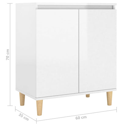 Credenza Gambe Massello Bianco Lucido 60x35x70cm Multistrato - homemem39