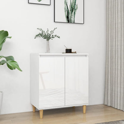 Credenza Gambe Massello Bianco Lucido 60x35x70cm Multistrato - homemem39