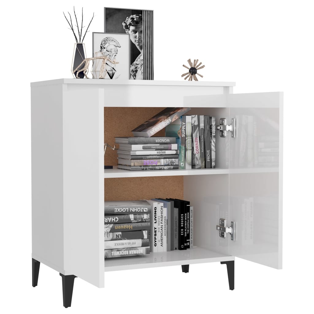 Credenza Bianco Lucido 60x35x70 cm in Truciolato - homemem39