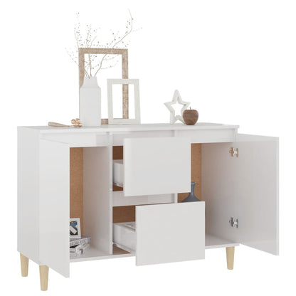 Credenza Bianco Lucido 103,5x35x70 cm in Legno Multistrato - homemem39