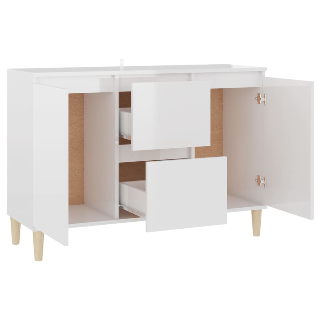 Credenza Bianco Lucido 103,5x35x70 cm in Legno Multistrato - homemem39