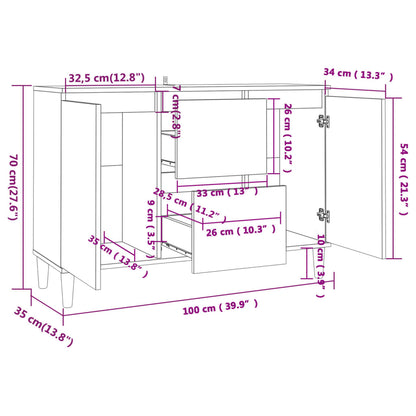 Credenza Bianco Lucido 103,5x35x70 cm in Legno Multistrato - homemem39