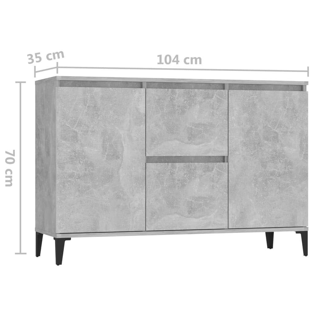 Credenza Grigio Cemento 104x35x70 cm in Truciolato - homemem39