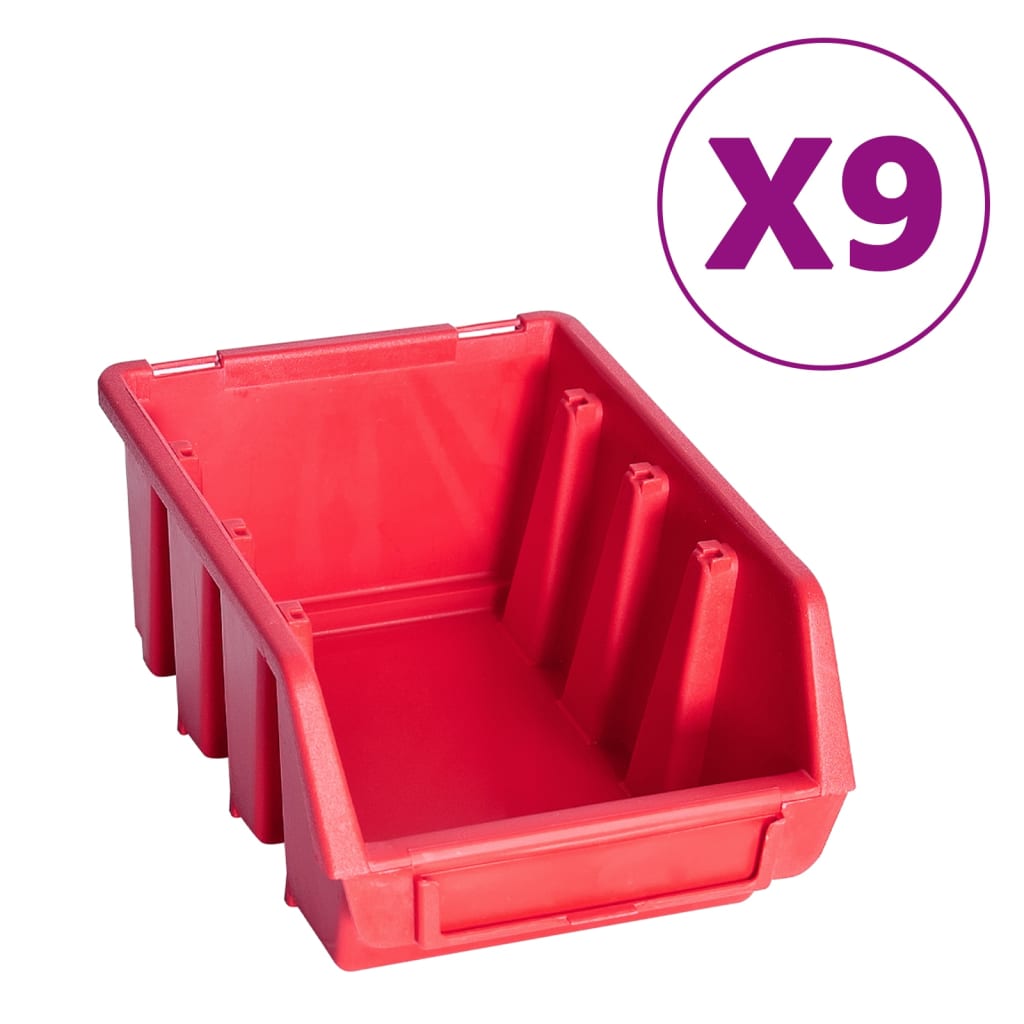 Kit Contenitori 103 pz con Pannelli a Parete Rosso e Nero - homemem39