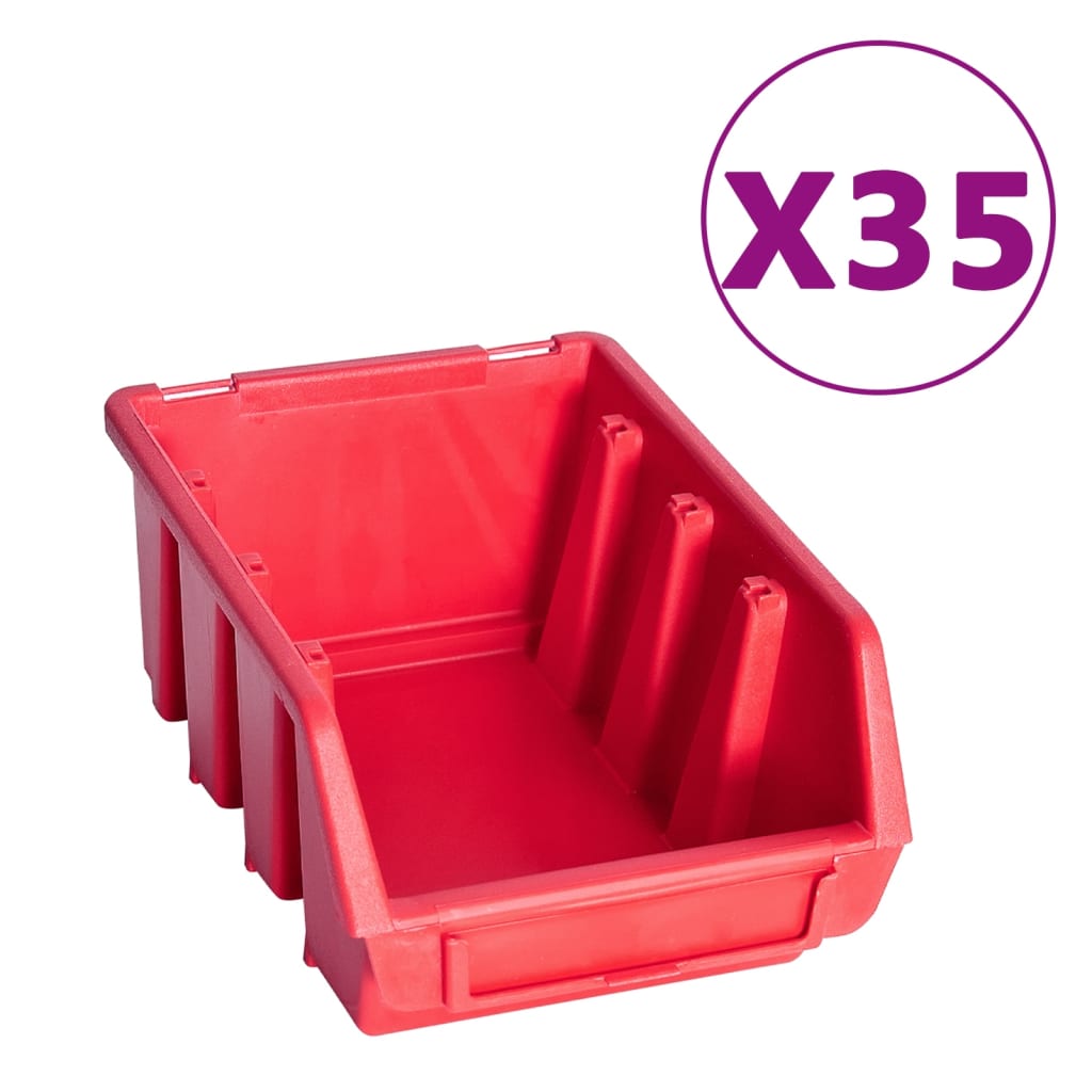 Kit Contenitori 141 pz con Pannelli a Parete Rosso e Nero - homemem39