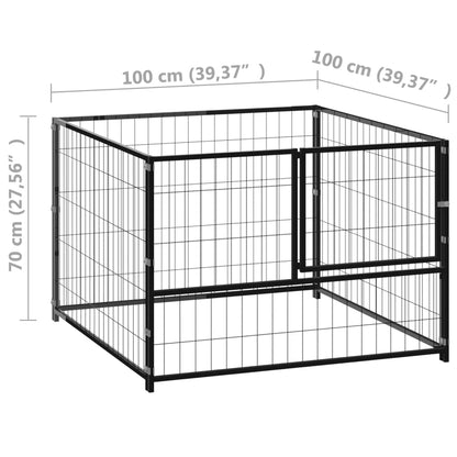 Gabbia per Cani Nera 100x100x70 cm in Acciaio - homemem39