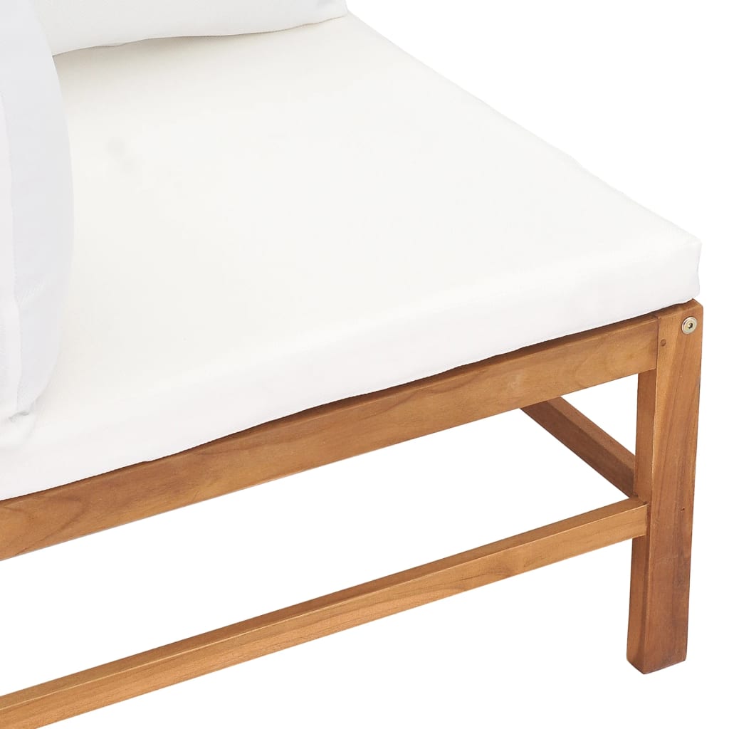 Panca da Giardino 2 Posti con Cuscini Crema Legno Massello Teak - homemem39