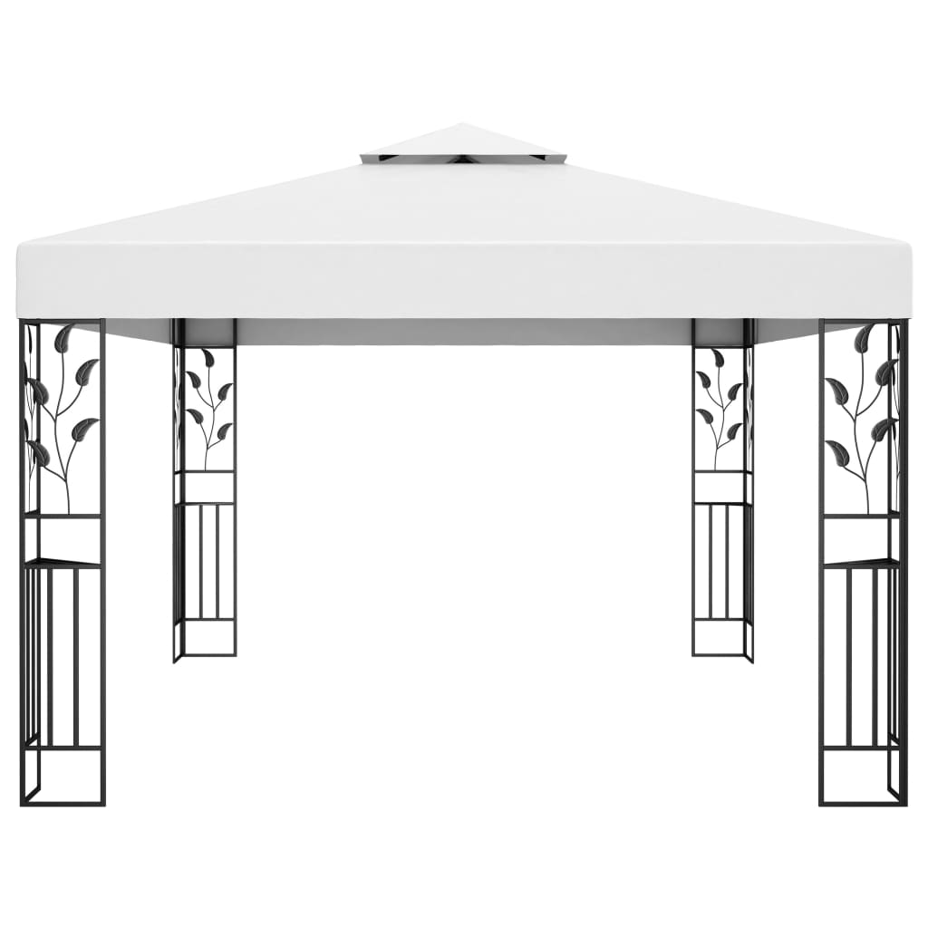 Gazebo con Tetto Doppio e Stringa di Luci LED 3x4 m Bianco - homemem39