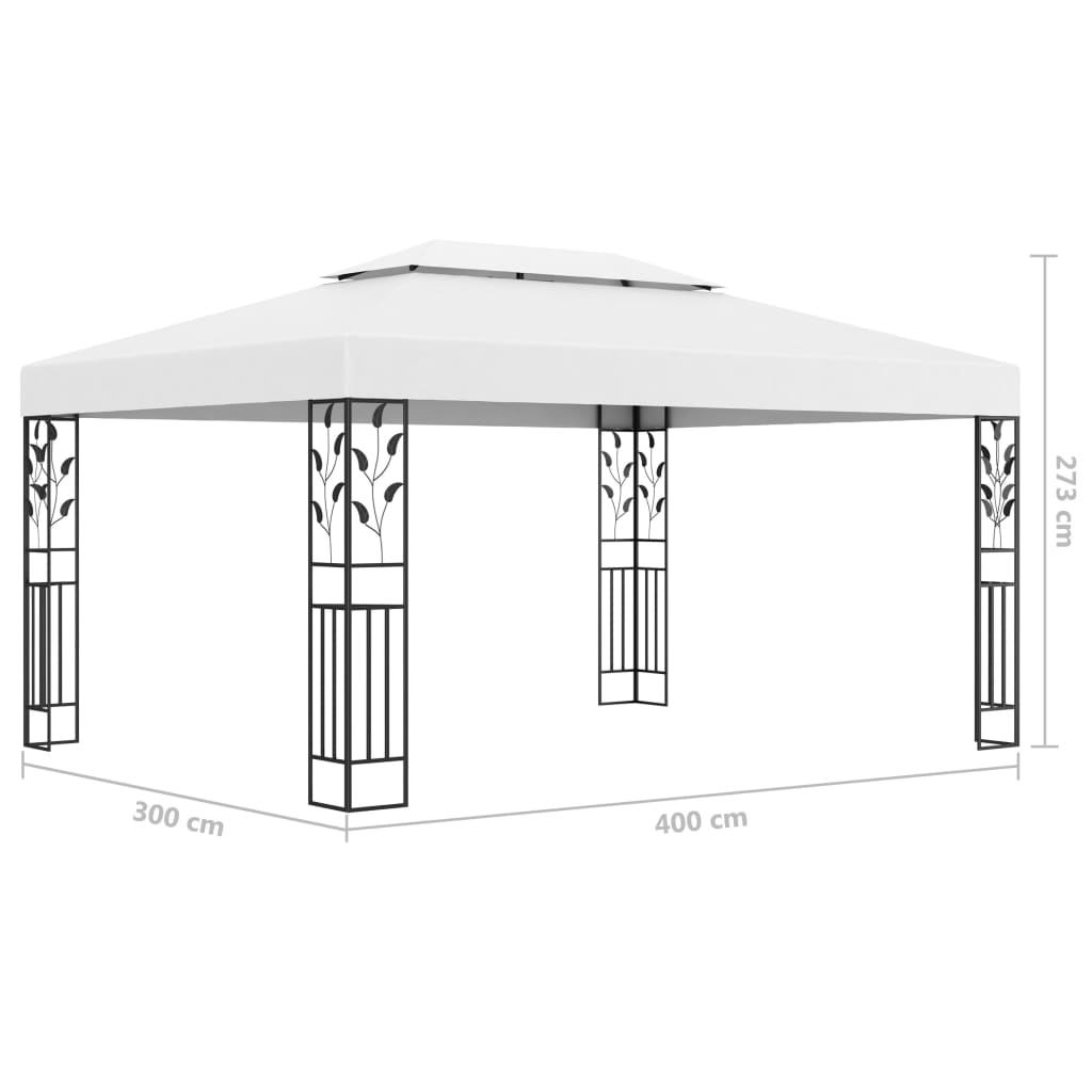 Gazebo con Tetto Doppio e Stringa di Luci LED 3x4 m Bianco - homemem39