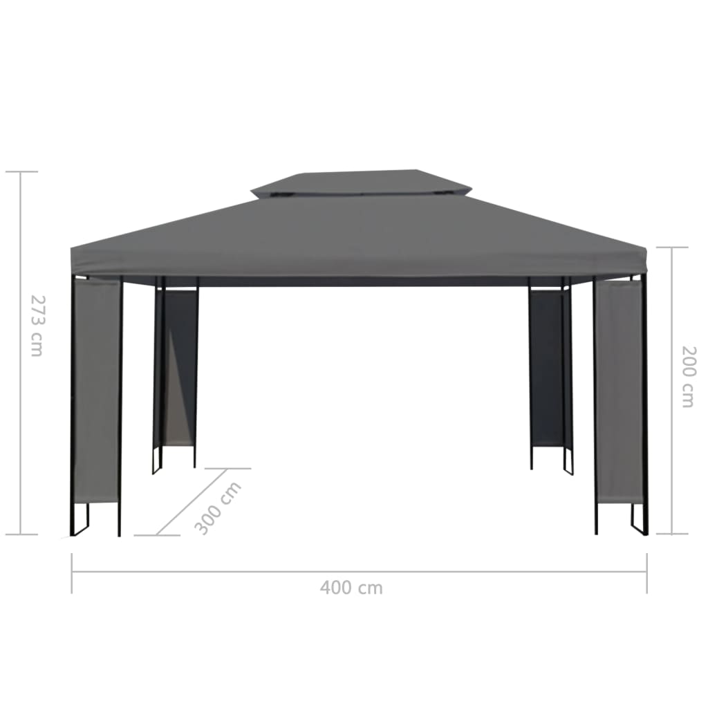 Gazebo con Stringa di Luci LED Antracite 3x4 m - homemem39